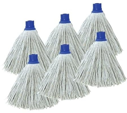 MSV Lot de 6 Franges à serpillière de Rechange en Coton supérieur 220gr Écrue