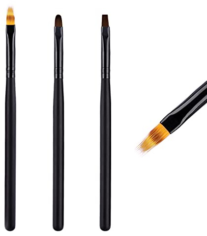 Ombre Pinsel Nailart Nagel Pinsel für Gelnägel Nail Art Brush, LEA-SHALL | 3 Stücke Ombre/Flach/Rund Set Nagellack Pinselset UV Nägel Gel Detail Nageldesign Stift für Profi Anfänger
