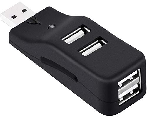Watlsuz Hub USB de 4 puertos, mini USB 2.0 divisor de concentrador de datos pequeño portátil, para PC, laptop, PC, XP y más