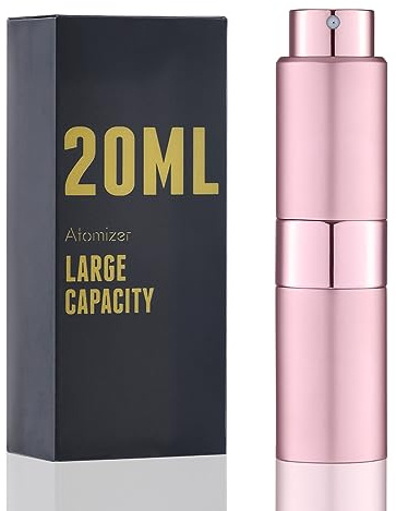owlyee Cologne Travel Bottle 20ml - Large Size Perfume Atomizer Refillable for Men - Pocket Empty Fragrance Sprayer for Refill - 0.67oz Portable Twist Spray Sample Container for Purse Pink