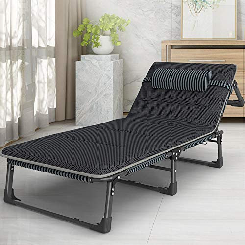 Folding Sun Lounger, Folding Deck Chairs, Adjustable Sun Loungers and Sunbeds for Outdoor Balcony Gardens-Gold Rod Stripes Interesting Life