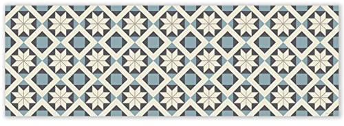mubusi Tapis Vinyle du Sol Cuisine Salon - Différentes Tailles - (Sud Bleu 70x210 cm)