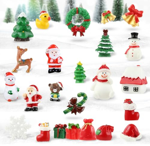 Naler 24 x julfigurer juldekorationer små figurer julgransprydnad juldekoration jul för adventskalender