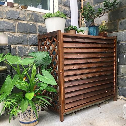 FJAUOQ Cache Climatiseur pour Unité Extérieure en Bois Couverture De Protection Anti poussière Et Anti Neige Couvercle Extérieur De Climatiseur Housse De Climatiseur Clôture Portative,85x35x75cm