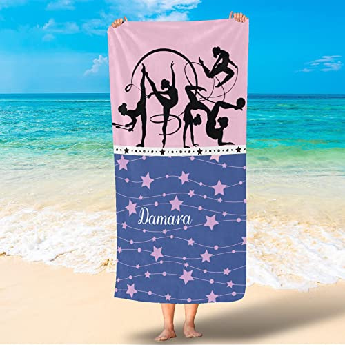 BAAROO Telo mare personalizzato per ginnastica ritmica Move personalizzato con nome per bambini ragazze ragazzi adulti donne uomini asciugamano da bagno per viaggi, Bea 130 cm x 80 cm