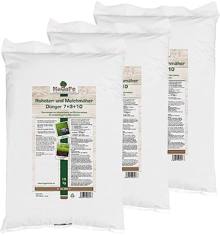 HaGaFe Rasendünger für Mulchmäher und Mähroboter Rasen Dünger (30 kg (3 x 10 kg))