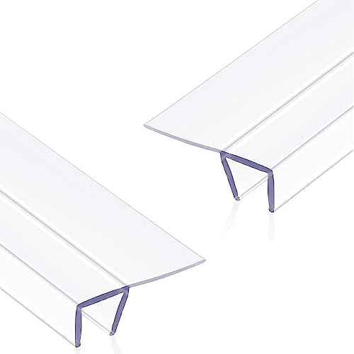 2 paquetes de tira de sellado de puerta de vidrio tipo F de 2 metros de silicona para bañera y ducha, burlete para ventanas y puertas de balcón de oficina, tapón contra corrientes de aire (8 mm)