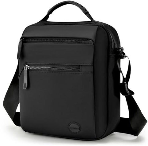 SPAHER Umhängetasche Herren Klein Leicht Handtaschen Zum Umhängen Umhangetasche für iPad Mann Herrentasche Schultertasche Herren Kuriertasche Wasserdicht Schultertasche für Männer Schwarz