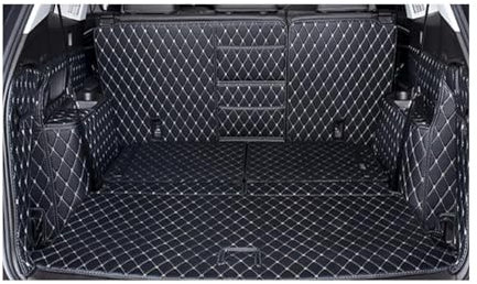 UdaCa Spezielle Kofferraummatten, kompatibel mit VW Tiguan Allspace 7 Sitze 2022–2017, Cargo-Liner-Matte, Kofferraumteppiche, Gepäckabdeckung (Color : Black with beige), huangtao2004