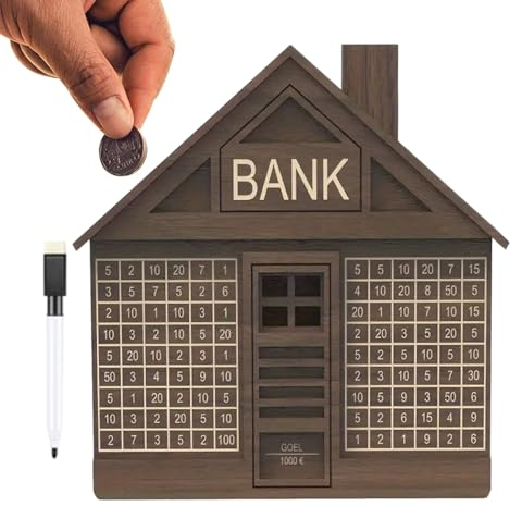 Spardose aus , Spardose in Hausform – Geldzählbank aus für Erwachsene, Geldzählbank für Erwachsene, 1000 oder 2000 Euro, mit Stift, Bank
