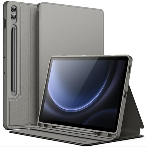 JETech Hülle für Samsung Galaxy Tab S9 FE+ / S9 FE Plus 12,4 Zoll mit S Pen Halter, Schlank Folio Ständer Tablet Schutzhülle, Multi-Winkel Ansehen (Gray)