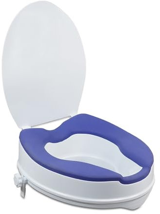 Aidapt 4 Padded Raised Toilet Seat.Hip Replacement, Seat Riser,with or Without Lid,Soft Touch,Easy to Fit,No Tools Required,Elderly,Disabled,Pregnancy,Easy Clean Comfort Assistance Seat