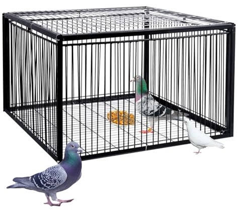 GDSHGS Escape-Proof Bird Trap Cage with Automatic Bird Collection, Pigeon Traps Cage Easy to Install Outdoor Use No Harm to Birds, Ideal for Gardens, Roofs, and Patios(Black,40 * 30 * 26CM)
