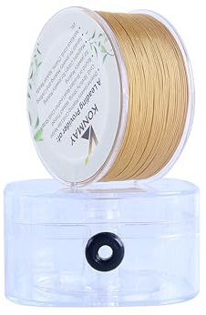 KONMAY 0.6mm Nylonschnur für Armbänder mit Organizer-Box, 175 Meters Altgold Nylonfaden Satinschnur für Schmuck, Makramee, Kumihimo, Perlenarbeiten, Chinesische Knoten & Handwerk