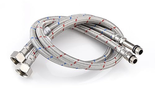 Home Range 500mm WRAS Approved 2 x M12 x 1/2” |5 Lengths| BSP Flexible Hose Pipe Tails, Replacement Kitchen Sink/Bathroom Basin Monobloc Tap Connectors, 304 Stainless Steel Braided Flexi Pipes