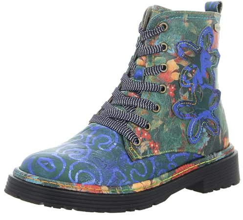 Laura Vita - INCASO24 - Polonais en cuir imprimé avec fermeture éclair et lacets. Femme Turquoise et Vert. EU, turquoise, 39 EU