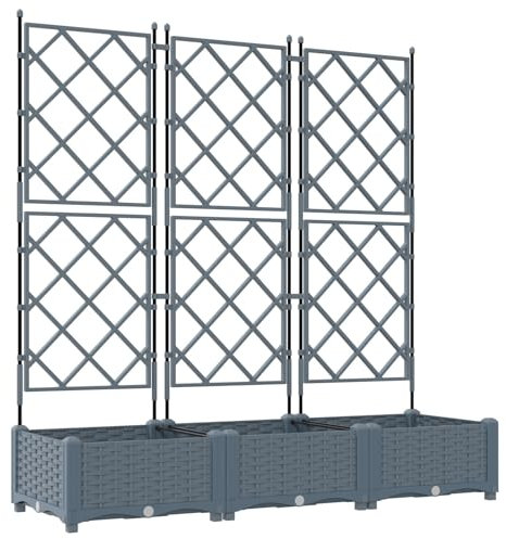 vidaXL Vaso da Giardino 3 PCS Grigio Chiaro 120 x 40 x 125,5 cm, Vaso Moderno e Resistente per Giardino e terrazzo, Elegante Contenitore in plastica, Decorazione Outdoor