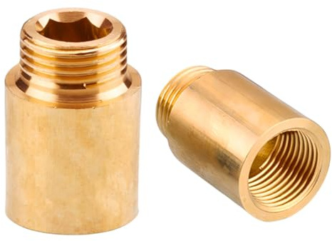 Hahnverlängerung G1/2 Zoll x 25 mm, 2 Stück messing Hahnverlängerung DN15 x 25mm, verlängerung Fitting, Gewindefitting