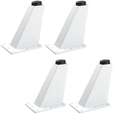 Globellapro 4PCS Adjustable Triangle Furniture Feet 92mm Aluminum Alloy Furniture Legs Replacement Support Feet with Screws for Sofa Table Cabinet, White
