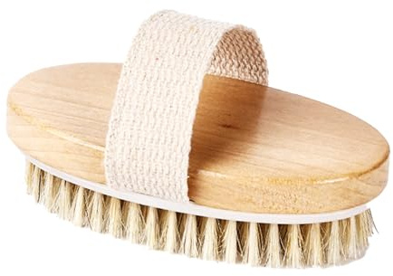 Brosse Corps a Sec, Brosse Drainage Lymphatique a Sec avec Poils Naturels, Dry Brush Exfoliante Corps Favorise Le Drainage Lymphatique La Circulation, Elimine La Cellulite La Peau Morte