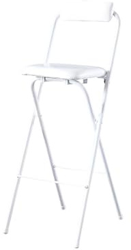 Seggiolone pieghevole portatile con schienale, sgabello da bar imbottito in poliuretano con poggiapiedi, altezza 76 cm, per cucina, giardino, colazione, elegante design bianco