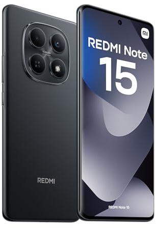 XIAOMI REDMI Note 15 - Smartphone de 8+256GB, Pantalla AMOLED FHD+ de 6,77, MediaTek Helio G100-Ultra, cámara de 108MP, batería de 6000 mAh, Cargador no Incluido, Negro (Versión ES)