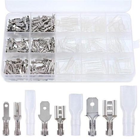 360 Pcs Male Female Spade Connectors, 2.8mm 3.2mm 4.8mm 6.3mm Electrical Wire Connector with Insulating Sleeves, Car Bike Automotive Motorcycle Electrical Connector kit