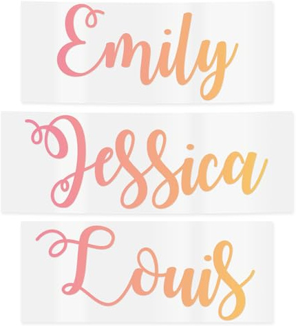 Personalised Name Sticker | Pink to Yellow Gradient Custom Vinyl Decal | Waterproof Label for Bottles Laptops & Tumblers