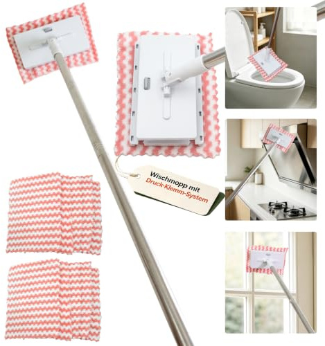 Automatischer Wischmopp mit Tuchwechsel, Mini Mopp mit Druck Klemm System