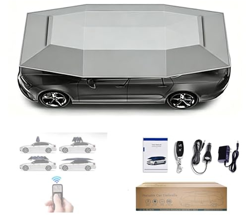 RUODATONLY Tienda De Campaña para Coche Totalmente Automática, Tienda De Campaña con Cubierta para Coche, Toldos De Techo Plegables, Cubierta para Coche con Remoto,Sombrillas para Coche 4.6M-Grey