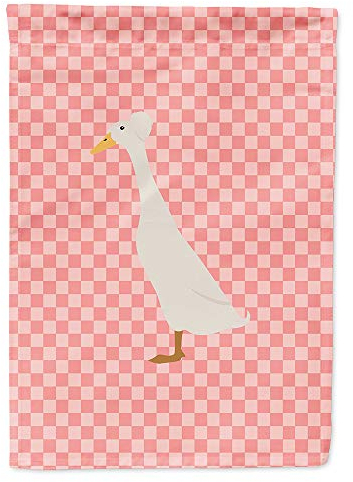 Caroline's Treasures BB7859CHF Bali Duck Pink Check Flag Canvas House Size, Large, multicolor