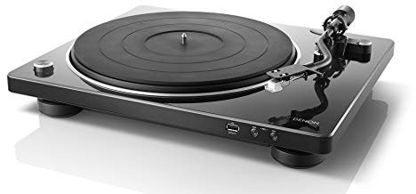 Denon DP-450USB Semi-Automatic Analog Turntable | USB Output for Recording | Speed Auto Sensor | Specially Designed Curved Tonearm | 33 1/3, 45, 78 RPM (Vintage) Speeds | Superior Audio, Black
