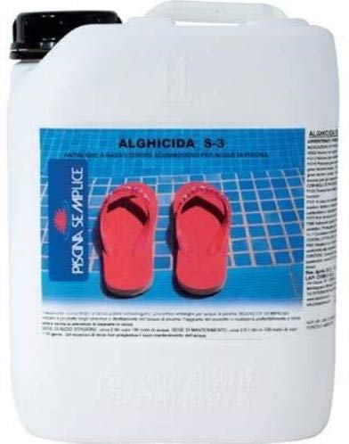 PISCINA SEMPLICE, Alghicida S3 Liquido, Previene La Formazione Di Alghe, Formato da 5 Kg