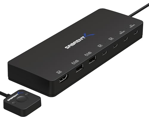SABRENT Conmutador USB Tipo-C KVM de 2 puertos con opción de suministro de energía de 60 vatios (USB-KCPD)