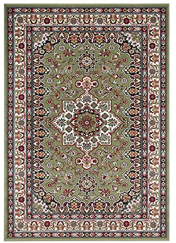 Nouristan Mirkan Orient Teppich – Wohnzimmerteppich Orientalisch Kurzflor Vintage Orientalischer Teppich für Esszimmer, Wohnzimmer, Schlafzimmer – Grün, 120x170cm