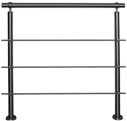 TIBU Geländer Edelstahl Aufmontage 0,6m-6m Balkon Terrasse Treppe - Länge 1,2 m mit 3 Streben inkl. 2 Pfosten