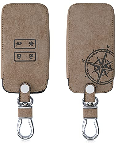 kwmobile Autoschlüssel Hülle kompatibel mit Renault 4-Tasten Smartkey Autoschlüssel (nur Keyless Go) - Kunstleder Schutzhülle Schlüsselhülle Braun
