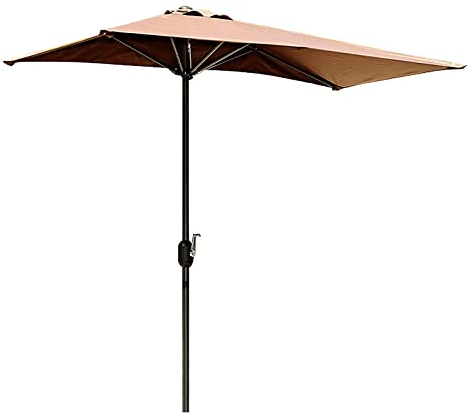 CHIPS Rechteckiger Sonnenschirm, Markt für Außenterrassen Halber Sonnenschirm, 250 X 130 cm, 200 g / ㎡ Wasserfestes Polyester, 5 Rippen (7 Farben)