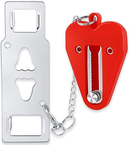 Yuchengxiang Portable Door Lock - Home Security Locker for Travel, Lockdown, Air BNB - Heavy Duty Anti-Theft Safety Privacy Lock for Home (Red)