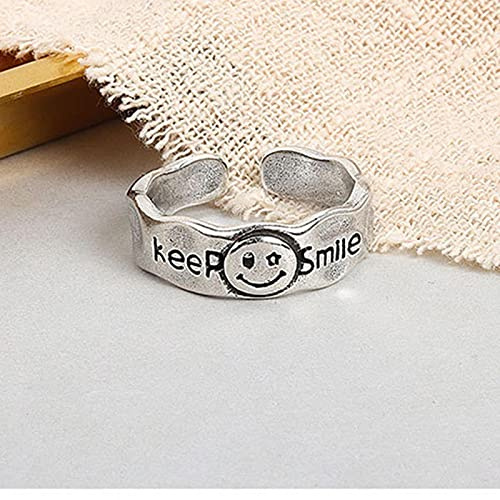 Damen Schmuck Happy Smiley Ästhetischer Ring Damen Punk Hip-Hop Verstellbarer Ring Stilvoller Kupferschmuck