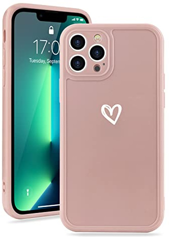 Micoden for iPhone 13 Pro Phone Case Cute Girls Silicone Shockproof Protective Bumper Cases with Love Heart Pattern Design for iPhone 13 Pro Pink
