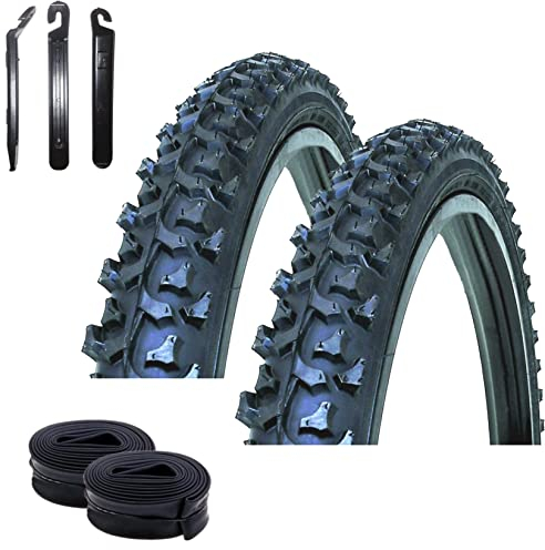 2 x Kenda K-898 26 MTB Fahrradreifen Schwarz 50-559 (26 x 1.95) + 2 passende AV Schläuche inkl. maxxi4you Reifenheber