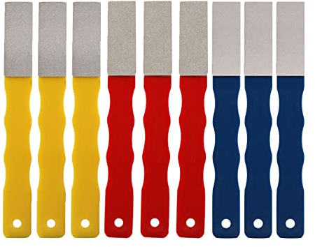 Diamond 9 Pcs Sharpening Hones Set, 220/400/600 Grits Diamond Stones & Paddles for Hunting, Outdoor, Kitchen Sharpen