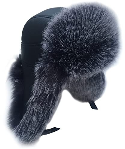 DEPAJA Russische Mütze Herren-Piloten-Ushanka-Hut Russiantrapper Wintermütze Warme Ohren Bomber-Kunstleder, Stil 2,56 cm