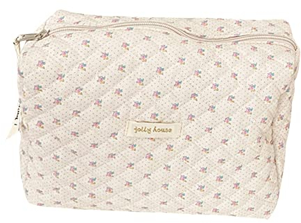Reise Kosmetiktasche, Gesteppte Kulturtasche Damen, Kulturbeutel Damen mit Blumenmuster, Kosmetiktasche Groß Kapazität, Make up Bag Waschtasche für Kinder Mädchen Herren A-beige