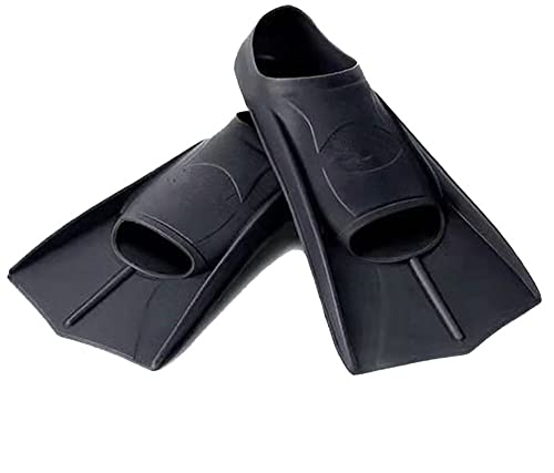 ENEN Schwimmflossen, Schnorchelflossen kurz Verstellbare Flossen für Kinder Erwachsene zum Schnorcheln, Schwimmen (XS(30-32Meter),Schwarz)