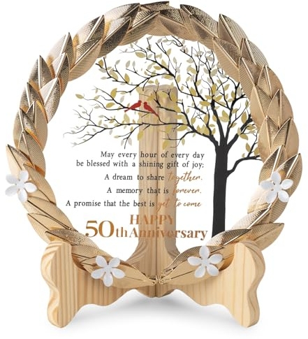 Goldene Hochzeit zum 50. Hochzeitstag, Andenken, Geschenkideen für Paare und Ehefrau in liebevoller Erinnerung – Tischdekoration für Hochzeitstag