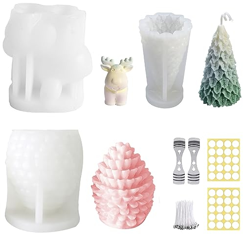 Kerzen Silikonform Weihnachten, 3D-Weihnachtskerzenform Für Elch Elchkerzenform DIY Handgemachtes Kerzen Gießformen Kerzengießform für Aroma Gips DIY Kerzenherstellung Mold