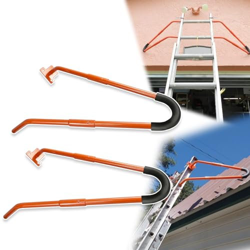 VIAGL 2pcs Ladder Stabilizer Standoff Brackets with Foam Elbows and Anti Shedding Device, Ladder Arm, Ladder Stabilizer for Gutters, Gutter roof Wall Ladder stabilizer, Extension Ladder Roof Standoff