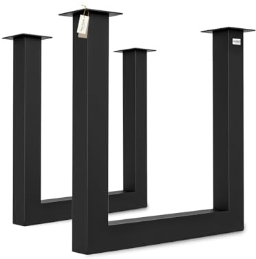 holz4home® Tiempo U-Tischbeine 1 Paar (2 Stück) in Schwarz Pulverbeschichtet I Höhe: 73 cm I Tischgestell aus Metall I Standfestes U-förmiges Gestell Stahl